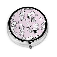 Fashion Round Pill Box Medicine Storage Bag Pocket Or Easy to Use Pillcase Medicine Bag Storage Bag Snoopy-Activity