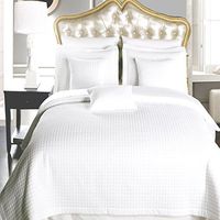 Luxury Checkered Quilted Wrinkle Free Coverlets Bedspread 100% Microfiber Set White/Twin-TwinXL(2PC)