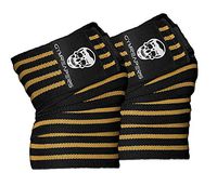 Gymreapers Knee Wraps (Pair) with Strap for Squats, Weightlifting, Powerlifting, Leg Press, and Cross Training - Flexible 72" Knee Wraps for Squatting - for Men & Women (Desert Tan)