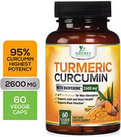 Turmeric Curcumin with Bioperine 95% Curcuminoids 2600mg with Black Pepper for Best Absorption, Made in USA, Best Vegan Joint Support, Turmeric Supplement Pills by Natures Nutrition - 60 Capsules