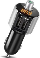 FM Transmitter, Comsoon Bluetooth Receiver MP3 Player Wireless in-Car Stereo Radio Adapter Car Kit Hands-Free Calling, Dual USB Charge 5V/2.4A & 1A for iPhone iPad Samsung Android (Silver)