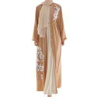 Dainzuy Women's Long Sleeve Muslim Robe Dress, Middle Eastern Islamic Arab Kaftan Clothing Casual Long Dresses Orange