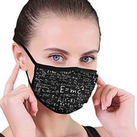YOFFYO Math Formula Equation Black Dustproof Earloop Mouth Cover for Women Men, Pollen Painting Outdoor Half Face Mouth Cover - Anti-Allergens Mouth-Muffle