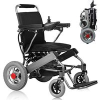 Compact Electric Wheelchair Lightweight Folding Motorized Power Mobility Aid Wheel Chair, Aviation Travel Aluminum Alloy Transport Chair Scooter for Elderly Disabled Adult (20Ah Lithium-ion Battery)