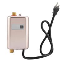 Junluck Instant Water Heater, 110V 3000W Mini Electric Tankless Instant Hot Water Heater Adjust Water Temperature Bathroom Kitchen Washing with LCD Display, No Exhaust Gas(Golden)