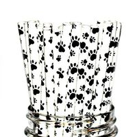 Free DHL 500 pcs Black Paw Paper Straws Bulk, Puppy Adoption Dog Cat Footprint Paper Drinking Straws for Holiday Party, Birthday, Wedding, Baby Shower, Picnic, BBQ, Farm Animal Print Mason Jar Straws
