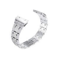 UKCOCO Metal Watch Band Luxury Bling Rhinestone Women Bracelet Stainless Steel Watch Strap Replacement Wristband Accessories (Silver)