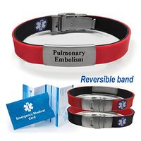 "Pulmonary Embolism" Sport/Slim Reversible Medical Alert ID Bracelet for Men and Women