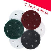 5 Inch 6 Holes Multi-purpose Industrial Scouring Pad Hook and Loop, 240 to 800 Grit Heavy Duty Nylon Cleaning Cloth (Pack of 15) (240 grit)