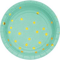 Creative Converting 329947 96-Count Small/Dessert Paper Plates Touch Of Color Fresh Mint Foil
