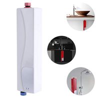 Electric Tankless Water Heater, 3KW 220V Household Tank-Less Instant Hot Water Heater Constant Temperature Fast 3 Seconds Shower Hot Water System,White