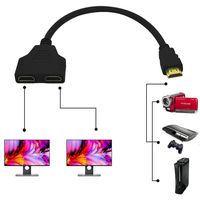 SYSAMA HDMI Cable 1080P HDMI Spliter Cable Port Male to 2 Female 1 in 2 Out Splitter Cable adaptater in HDMI HD, LED, LCD, TV Signal One in,Two Out(Black 12 Inch)