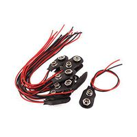 uxcell 12 Pcs 9 Volt Battery Clip Faux Leather Shell Buckle Connector Lead Wire 15cm