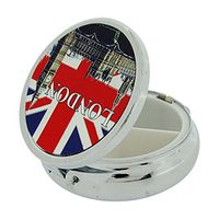 Pill Box Union Jack Design with Houses of Parliament Souvenir 3 Compartment Travel Pill Case SC1399