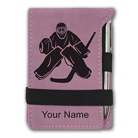 Mini Notepad, Hockey Goalie, Personalized Engraving Included (Pink)