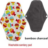 TBATM 6pcs Menstrual pad Bamboo Charcoal Fiber Physiological Period Sanitary Napkin Female Reuse Washable pad 1825.5cm