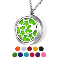 HOUSWEETY Aromatherapy Essential Oil Diffuser Necklace-Stainless Steel Locket Pendant,11 Refill Pads(Engraving)