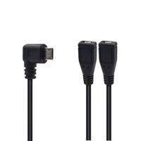 Micro USB 1 to 2 Y Splitter Cable, Poyiccot 90 Degree Right Angle Micro USB Male to 2 Female USB Converter High Speed Charging Cable-Black (40cm/1.3ft) (Right Angle Micro USB Splitter Cable)