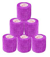 2 Inch Vet Wrap Tape Self Adhesive Medical Bandage Free Bonus Roll (Purple) (5 Pack Plus Free Roll) Self Adherent Cohesive First Aid Sport Flex Wrist Ankle Knee Sprains and Swelling