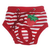 Pet Panty Daoroka Reusable Washable Physiological Sanitary Underwear Pants Diaper for Puppy Girl Female Small Pet Dog Cat (S, Red)