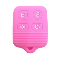 Ezzy Auto Pink 4 Buttons Silicone Rubber Key Fob Case Key Cover Key Jacket Skin Protector fit for Ford Lincoln Mercury
