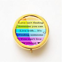 RhyNSky Love Isnt Finding Someone You Can Live with Quote Mini Gold Portable Pocket Purse Pill Box Case Pillbox, 3 Compartments -279