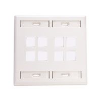 Leviton 42080-8WP 8-Port Dual Gang QuickPort Wallplate with ID Windows, White