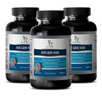 Hair Gray Supplement - Anti Gray Hair 1200 MG - Restore Natural Hair Color - pantothenic Acid for Hair - 3 Bottles 180 Capsules