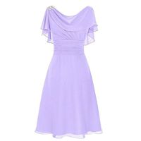 Pervobs Elegant & Cute Formal Dress Women Wedding Bridesmaid High-Waist Ruffled Party Ball Prom Gown Cocktail Dress(3XL, Purple)