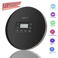 Portable CD Player for Car, Personal Compact CD Player with Stereo Headphones/USB Power Cable/LCD Display, Anti-Skip Small CD Player, CD Music Player with Anti-Shock Function, Black