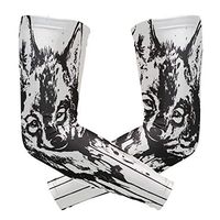 Anyangquji Black and White Wolf Painting Arm Sleeve Protectiv for Man Elbow Brace for Arthritis (1 Pair)