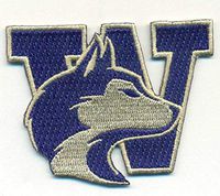 WASHINGTON HUSKIES IRON ON EMBROIDERED EMBROIDERY PATCH PATCHES SCHOOL OF UNIVERSITY STATE COLLEGE NCAA FOOTBALL SPORTS size 2.5 inches