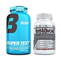 Beast Sports Nutrition Super Test 216 ct Bundle with Testovox 60 ct - High Performance Testosterone Booster and Muscle Builder for Men