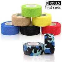 AUPCON Vet Wrap Cohesive Bandage Dog Self Adherent Bandage Wrap Cat Self Adhesive Bandage Horse Self Adherent Bandage Non-Woven Tape for Pet Animal First Aid and Fingers & Toes (8 Rolls, Multicolor)