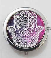 BlackKey Hamsa Hand 3-Compartment Decorative Pocket Gift Box Case Organizer for Pill, Color 1-56