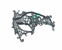 Face mask Shield Veil Guard Screen Domino False Front Venice Metal Diamond Iron mask Halloween Festival Makeup Dance one-Eyed Half face Black mask Black + Green Diamond