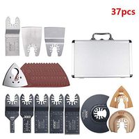 HAOLI 37pcs/set Quick Release Metal Wood Oscillating Multitool Saw Blades Set with Sander Paper Fit Fein Multimaster Porter Cable Black & Decker Bosch Dremel,Makita and More