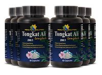 Eurycoma longifolia Jack - Tongkat Ali 200:1 Premium Extract - Herbal Testosterone (6 Bottles - 360 Capsules)