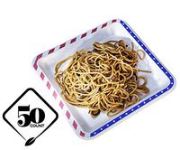 [50 COUNT] 9.5" inches American Flag Contemporary Bagasse Eco Disposable Plates - Natural Sugarcane Fibers Compostable Environmental Friendly Paper Plastic Alternative 100% by-product (Red/White/Blue)