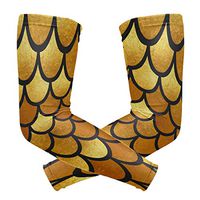 WXLIFE Vintage Gold Mermaid Scales Sun Uv Protection Sport Arm Sleeves for Men Women Kids Running Basketball Cycling Arm Warmer Sleeves 1 Pair