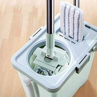 Lazy Flat Mop Cloth, 360 Degree Automatic Rotating Double Drive Mop, Fruit Green, Mop Bucket Size: 30x23x28CM