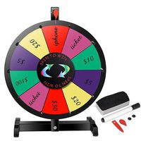 HomGarden 15" Spinning Prize Wheel 10 Slots Editable Color Carnival Spin Wheel with Marker Pen and Dry Erase for Trade Show, Fortune Spin Game