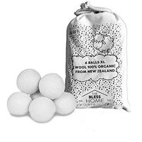 Reusable Wool Dryer Balls, Pack 6-Balls White XL, 100% Organic, Softeners, No Toxic, Ecological, Chemical Free and sintetics. Reduce Drying up to 30%. New Zealand Natural Sheep Wool - The Bless Home