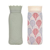 Xboun Microwave Heating Bottle Environmental Silicone Transparent Hot Water Bag with Knit Cover, Hot & Cold Therapies-Gift for Birthday, Christmas, Valentine's Day, Gift Exchange Party (Large, Gray)