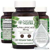 Natural Nutra R-Alpha Lipoic Acid (Alfa-Lipoic), with R-Fraction ALA, Antioxidant and Blood Sugar Support, 100 mg, 60 Vegan and Vegetarian Tablets