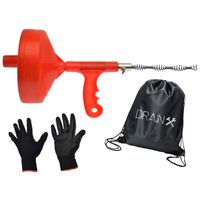 Plumbing Snake Drain Auger | 25-Ft Drain Cleaning Cable with Work Gloves and Storage Bag