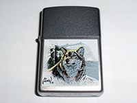 Zippo Wolf By Artist Al Agnew Satin Chrome Lighter
