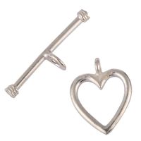 1 Set Sterling Silver Smooth Heart Shaped Toggle Clasp Connectors 15mm for Jewelry Craft Making Findings SS26-AA