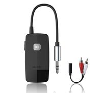 Golvery Bluetooth 4.2 Receiver for Speaker, Wireless Audio Adapter for Car Aux, Home Stereo with 3.5mm RCA Jack, 16 Hours Playtime, Dual Connection to 2 Cellphones, Easy Control On/Off Slider