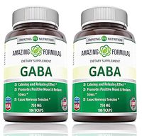 Amazing Formulas Pharma GABA - 750 Mg, Veggie Capsules - Calming & Relaxing Effect - Promotes Positive Mood & Releases Stress - Eases Nervous Tension* (100 Count (Pack of 2))